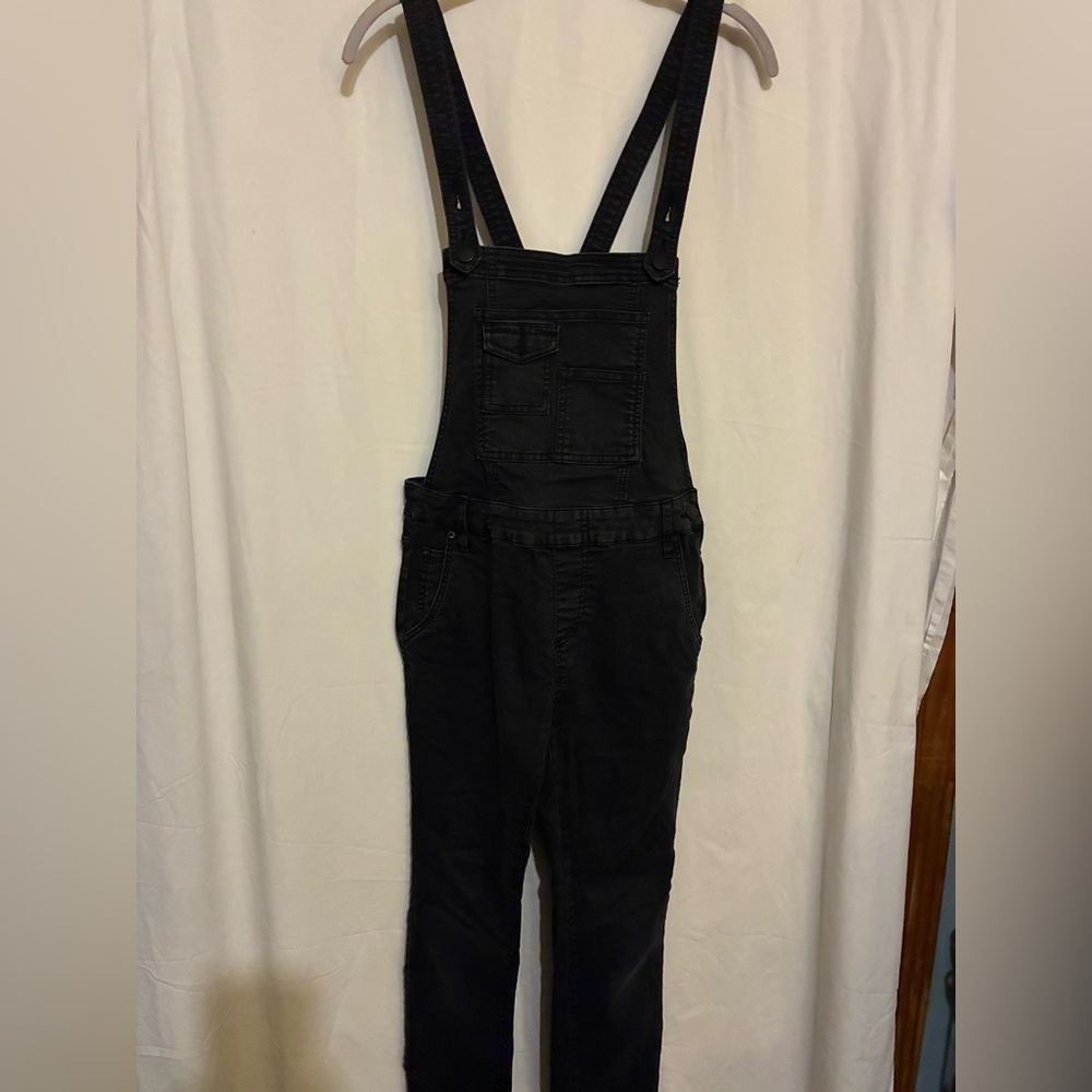 Free People Black Denim Overalls
